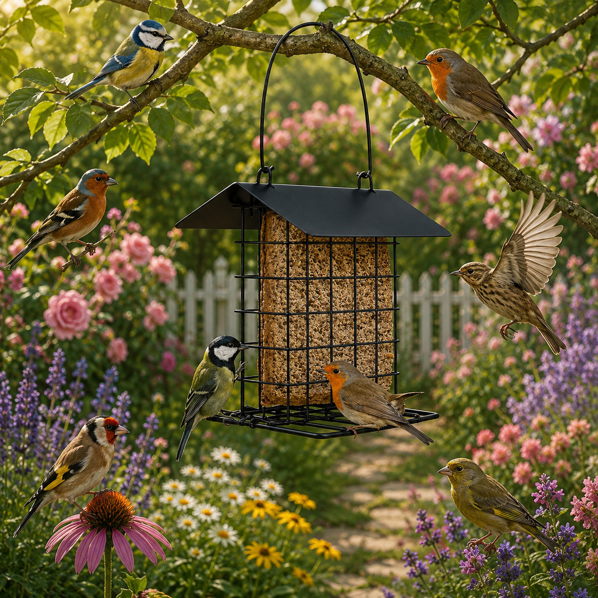Mangeoire à oiseaux suspendue à l'extérieur