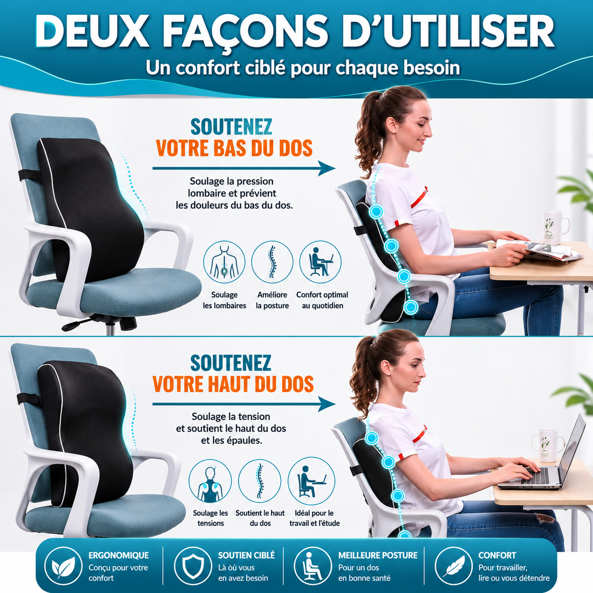 Coussin Lombaire en Voiture et au Bureau | Plus de douleur en Fin de Journée
