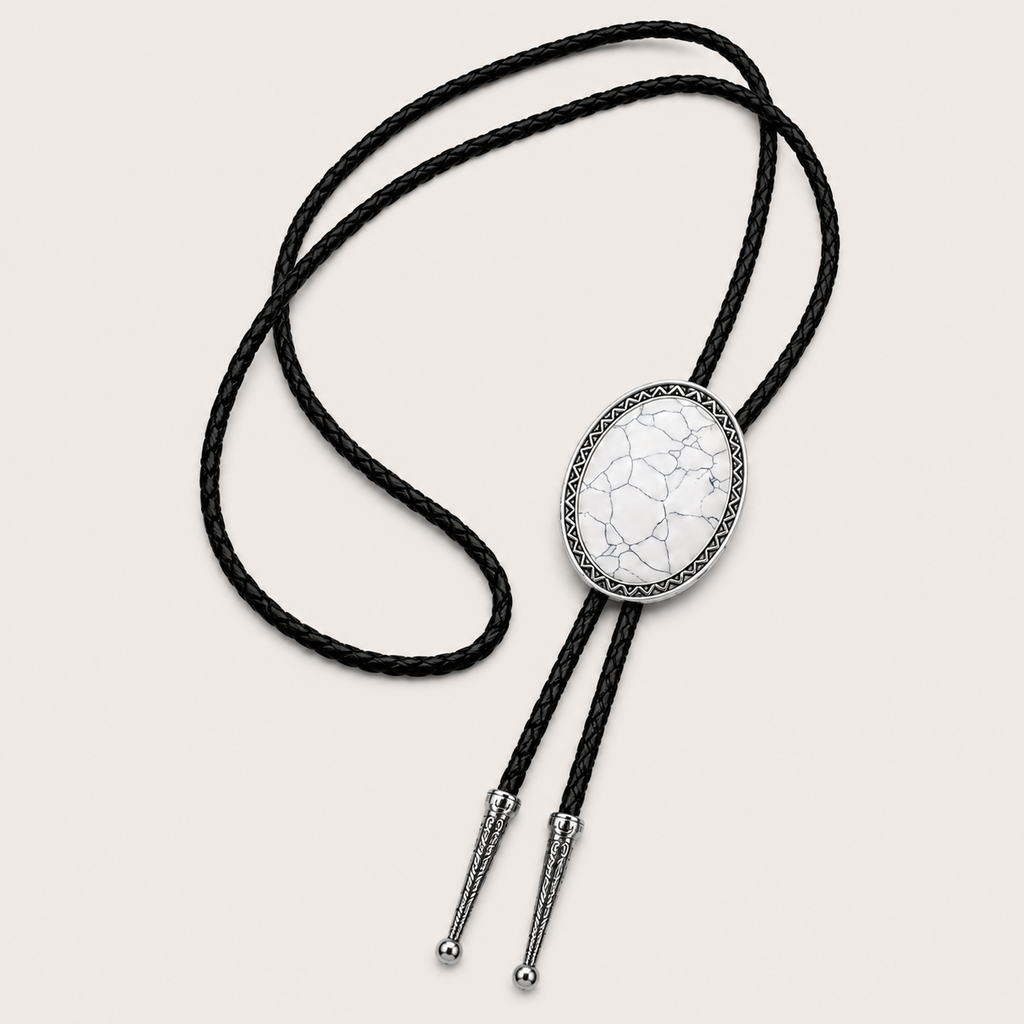 Cravate Bolo Marbre Blanc