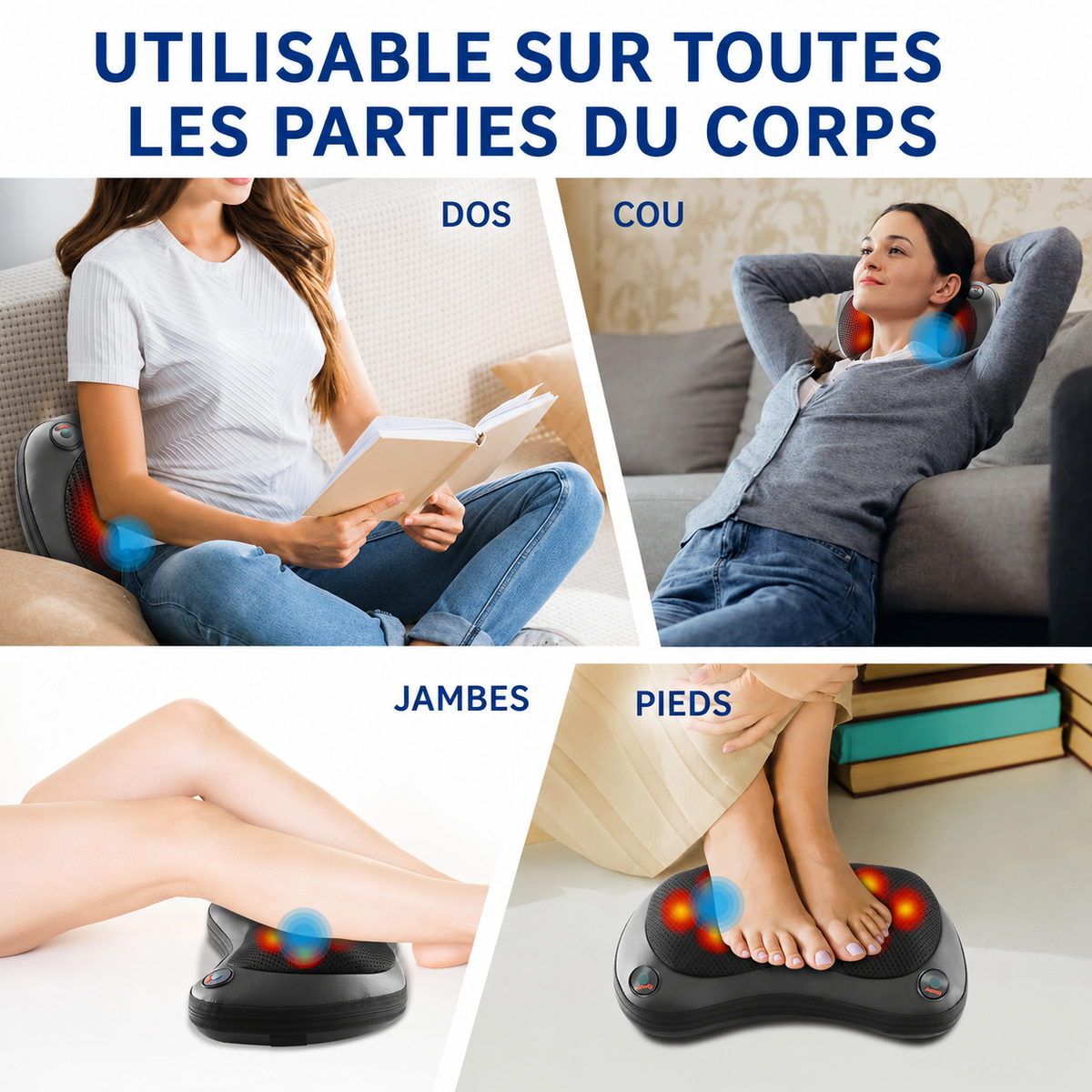Coussin Massant Cervicales et Dos | Soulage les muscles et améliore la Circulation du Sang