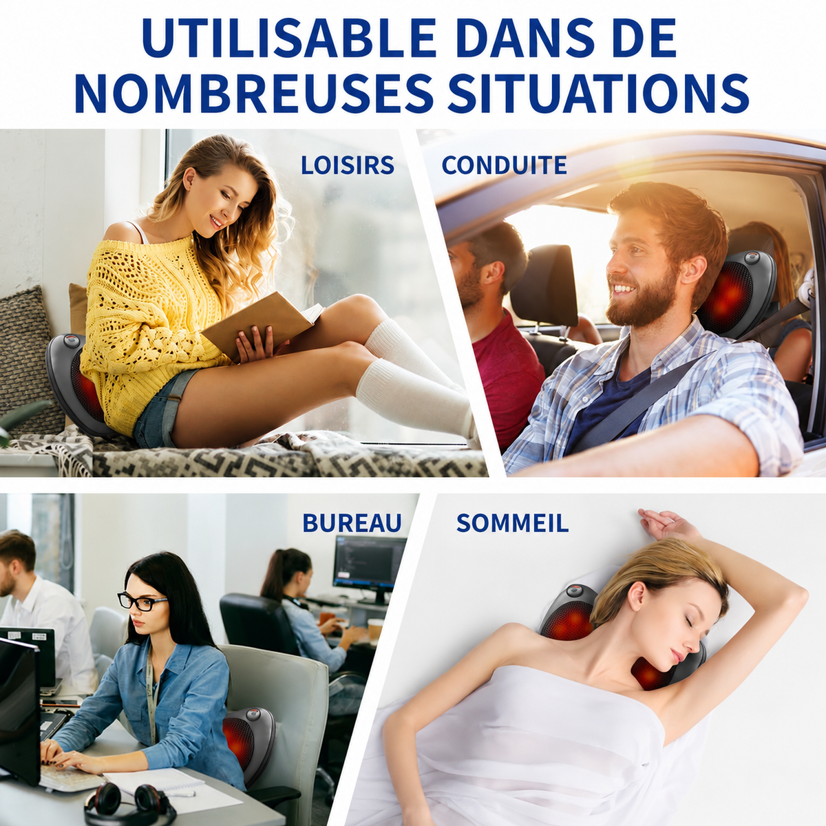 Coussin Massant Cervicales et Dos | Soulage les muscles et améliore la Circulation du Sang