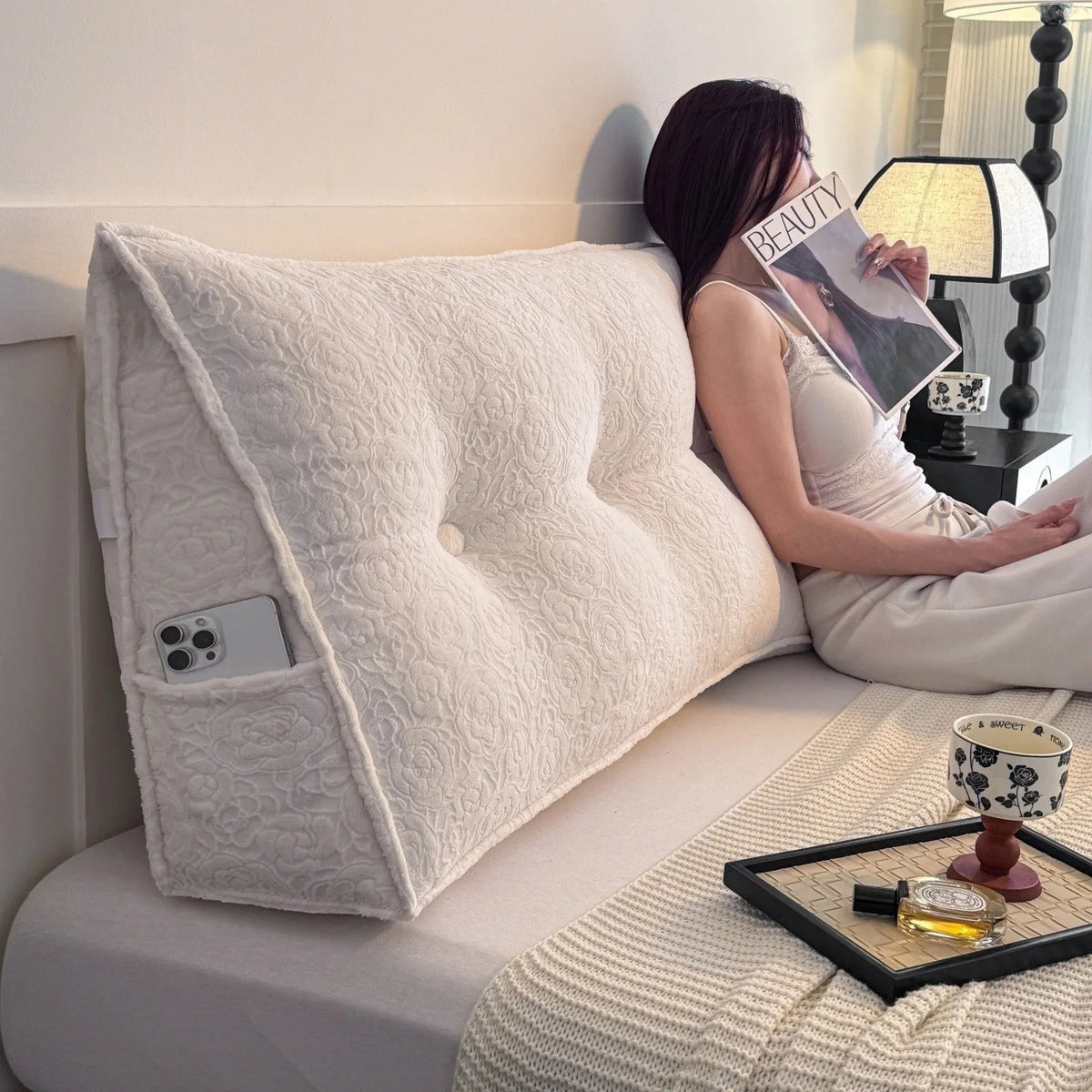 Coussin de Tête de Lit Rembourré | Dossier Capitonné pour Lire et Se Détendre au Lit